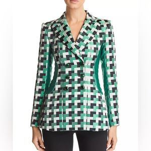 EMPORIO ARMANI DOUBLE BREASTED GEO PRINT BLAZER